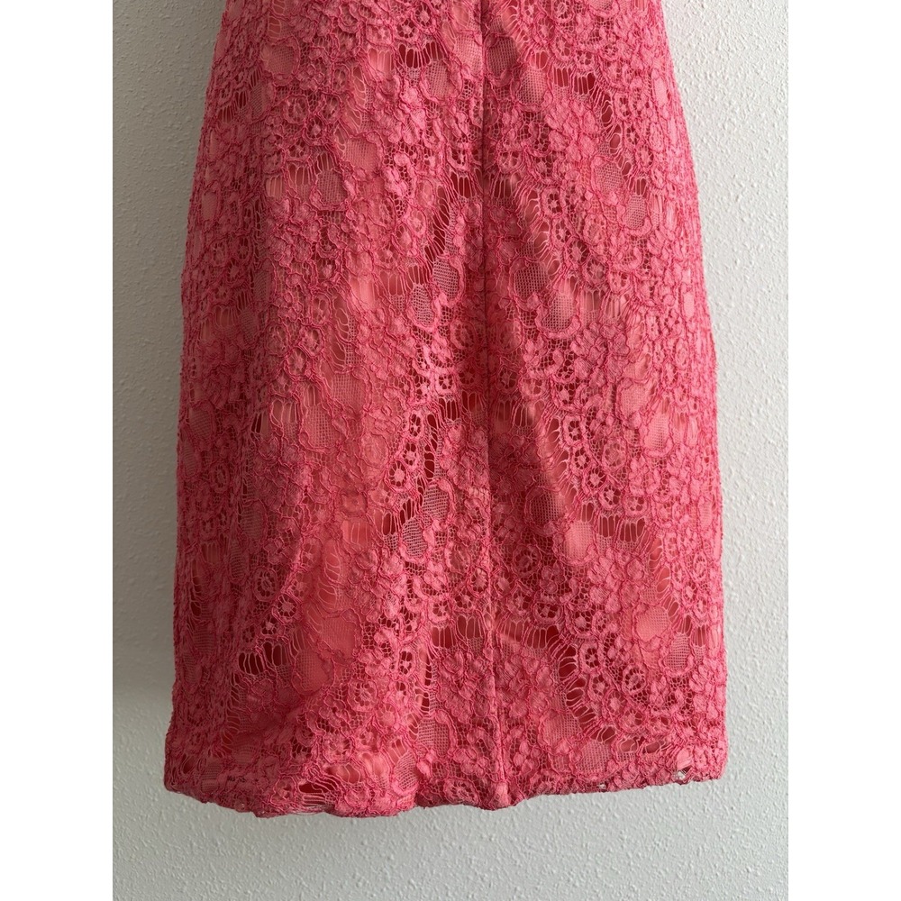 Vince Camuto Coral Lace Overlay Sheath Dress Cocktail Party Wedding Size 4 - Picture 6 of 8